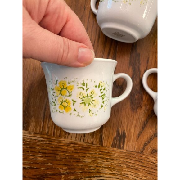 Corelle Spring Blossom Vintage Coffee Cups Set Of 4 Yellow & Green Floral Design - Picture 4 of 7